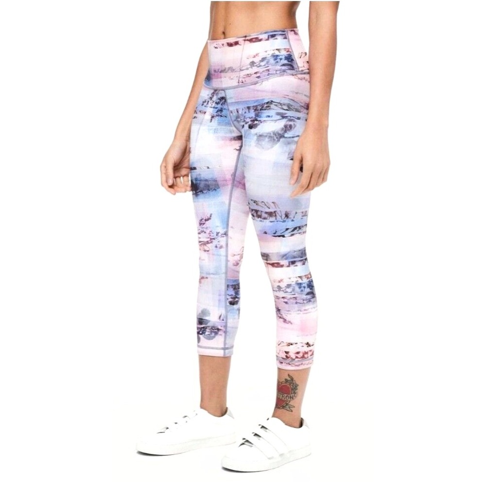 Lululemon Train Times Crop 6 Sunshine Silhouette Floral Mesh Leggings 21 W5BLWS